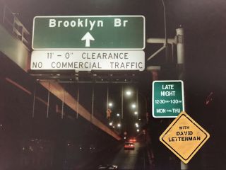 Orig Late Night With David Letterman Show Brooklyn Bridge Art Card 1982 - 93