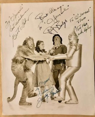 " The Wizard Of Oz " 1939 Hand Ink Signed By (4) Stars Photo - Rare
