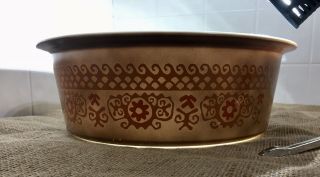 Extremely Rare Pyrex Big Bertha 664 4Qt Brown Polynesian With Lid 3