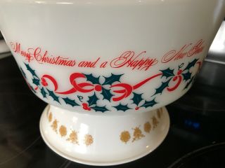 Vintage RARE PYREX BOWL MERRY CHRISTMAS HAPPY YEAR HOLIDAY NR 3