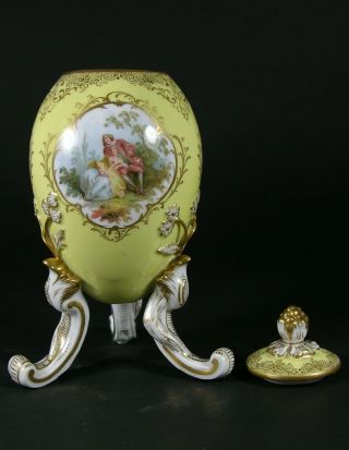Rare Meissen footed ' Yellow Egg ' with removable lid.  Late 19th Century. 2