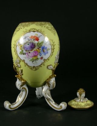 Rare Meissen footed ' Yellow Egg ' with removable lid.  Late 19th Century. 4