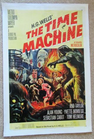 Time Machine Orig 1960 1sht Movie Poster Linen H.  G.  Wells Reynold Brown Art Vg