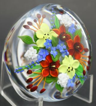 DELIGHTFUL Paul STANKARD Vibrant WILD FLOWER BOUQUET Art GLASS Paperweight 2