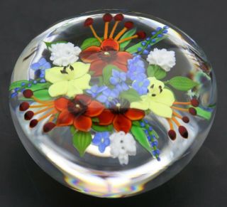 DELIGHTFUL Paul STANKARD Vibrant WILD FLOWER BOUQUET Art GLASS Paperweight 3