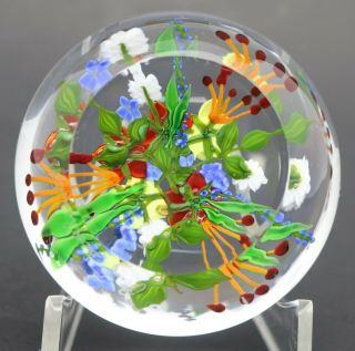 DELIGHTFUL Paul STANKARD Vibrant WILD FLOWER BOUQUET Art GLASS Paperweight 4
