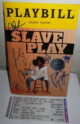 Slave Play Opening Night Broadway Playbill Signed By Playwright,  Director & Cast