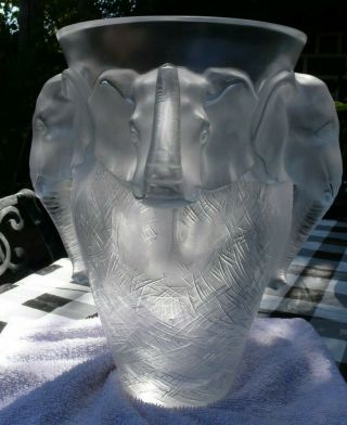 VERY rare and HUGE Lalique Vase,  Elephant Design, 11
