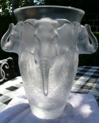 VERY rare and HUGE Lalique Vase,  Elephant Design, 5