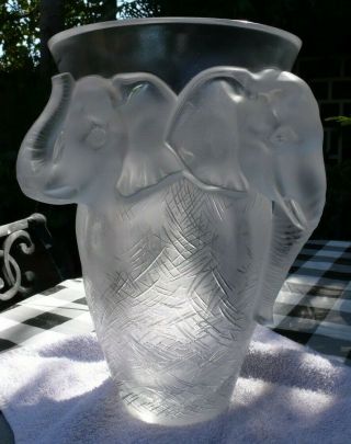 VERY rare and HUGE Lalique Vase,  Elephant Design, 6