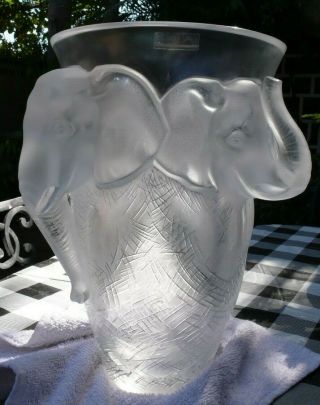 VERY rare and HUGE Lalique Vase,  Elephant Design, 8