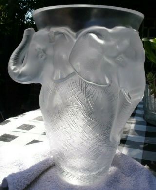 VERY rare and HUGE Lalique Vase,  Elephant Design, 9