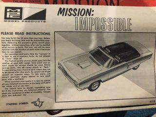 Vintage MPC MISSION IMPOSSIBLE TV Show Custom Open Roadster Model Kit Car & Box 2