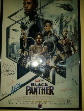 Marvel Black Panther Cast Signed Poster