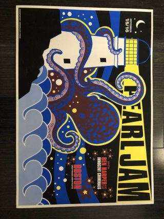 Pearl Jam Poster Greatwoods Sept 15 - 16 Boston Octopus Rare