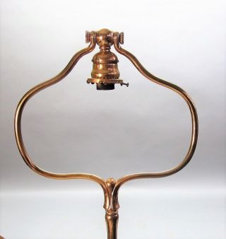 Fine Signed TIFFANY GILT BRONZE Floor Lamp w/ STEUBEN Shade c.  1910 antique 11