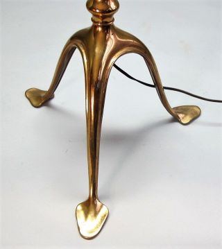 Fine Signed TIFFANY GILT BRONZE Floor Lamp w/ STEUBEN Shade c.  1910 antique 12