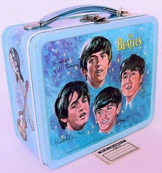 1964 Aladdin The Beatles Lunch Box W Name Label & Tag Old Store Stock