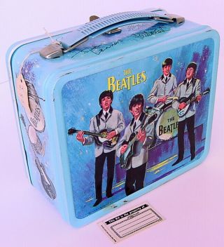 1964 ALADDIN THE BEATLES LUNCH BOX w NAME LABEL & TAG OLD STORE STOCK 2