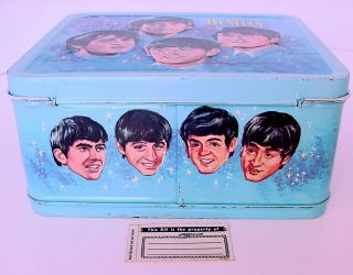 1964 ALADDIN THE BEATLES LUNCH BOX w NAME LABEL & TAG OLD STORE STOCK 8