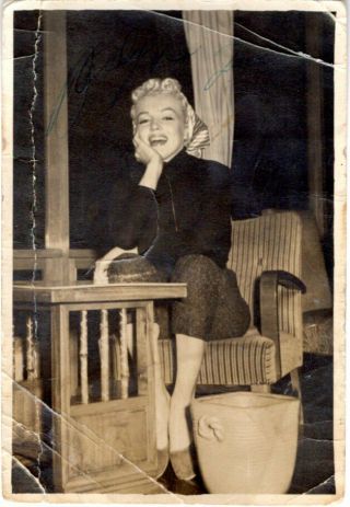 Rare Marilyn Monroe Signed Autographed 3 X 5 " Photo Signed Dimaggio Loa