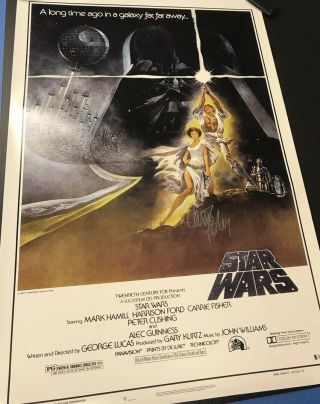 Carrie Fisher Signed Autograph Star Wars Photo Movie Poster 24x36 Beckett Letter