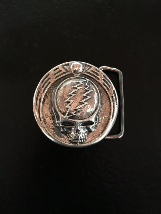 Owsley Stanley Silver Steal Your Face Belt Buckle.