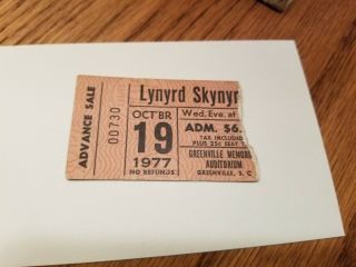 Lynyrd Skynyrd Final Concert 1977 Ticket Stub