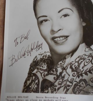 Vintage Autographed Photograph Billie Holiday Jazz Singer 2