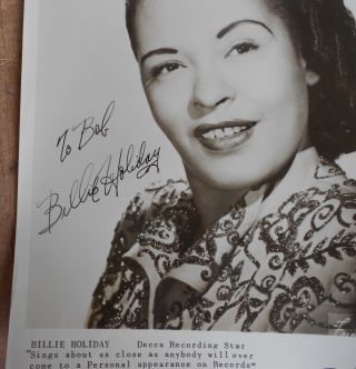 Vintage Autographed Photograph Billie Holiday Jazz Singer 3