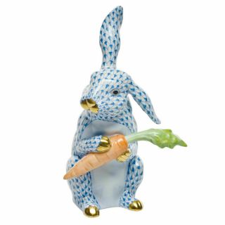 Herend Bunny With Carrot,  Large – Fishnet Colors Vhb - 15097 - 0 - 00 Blue
