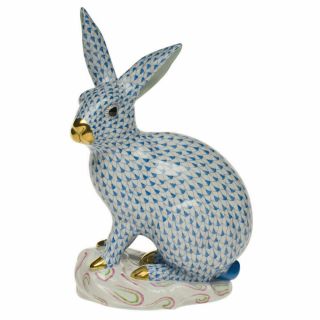 Herend Bunny Large Rabbit Fishnet Vhb - - 05334 - 0 - 00 Blue