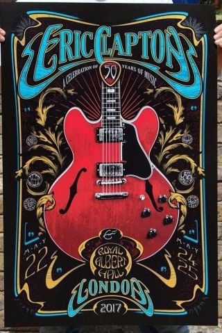 17 Eric Clapton London Gibson Es - 355 Cream Guitar Concert Poster 5/22 - 4 - 5 /50ap