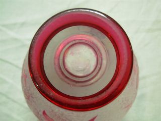 RARE SIGNED ST SAINT LOUIS CRANBERRY PINK CAMEO ART GLASS 5.  5 