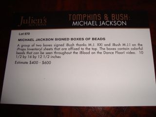 Autographed sheet & beads from Michael Jackson video Blood on the Dancefloor 4