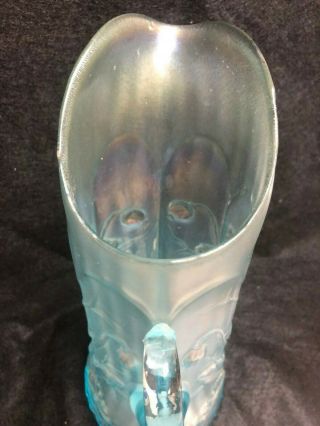 Rare Northwood Carnival Glass Ice Blue Poppy Pitcher 4