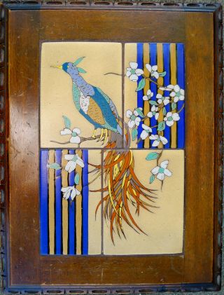 Antique Taylor Tilery Arts & Crafts Tile Table Exotic Birds California Pottery