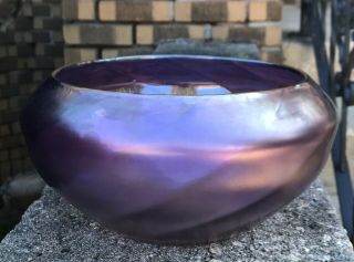 Loetz Glass Pensée Verlaufend Decor Purple Bowl Signed By Marie Kirschner