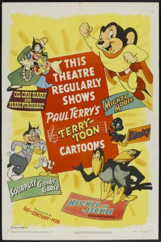 Mighty Mouse & Terry Toons - One Sheet,  1950