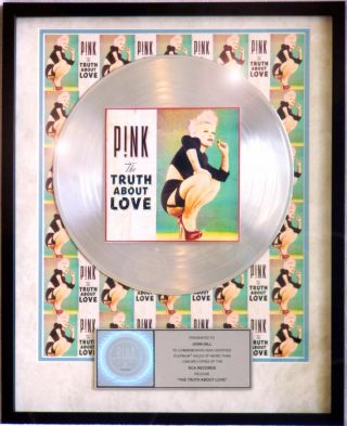 Pink P Nk Alecia Moore “the Truth About Love” Riaa Record Award Platinum Rare