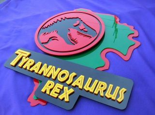 T - Rex 3d Art Sign Set Display Dinosaur Fossil Jurassic Movie Velociraptor