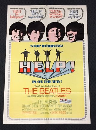 1965 Help The Beatles One Sheet Movie Poster (27 " X41 ") Vintage Wow