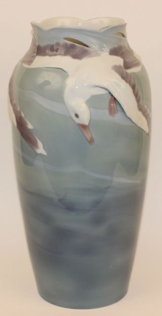 Monumental Rorstrand Flying Birds Porcelain Floor Vase