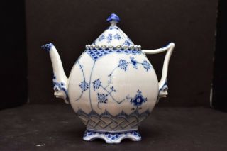 Royal Copenhagen Blue Fluted Full Lace Teapot 1118 Gargoyle Faces