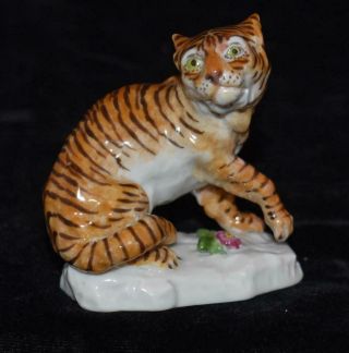 Rare Meissen Porcelain Figurine - Tiger Sitting - 641 - 2 3/8 " H - Ca 1920 