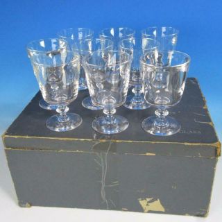 Signed Steuben Crystal - - Pattern 7725 9 Water Glasses And Cloth Bags