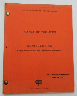 Planet Of The Apes / Michael Wilson 1967 Screenplay With Cinematographer 