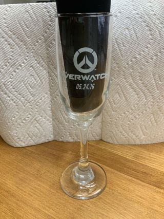 Blizzard Overwatch Release Employee Exclusive Champagne Flute 05.  24.  16