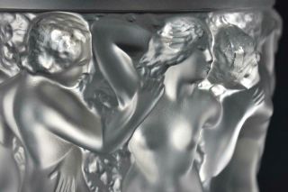 Lalique Bacchantes Crystal Vase France - Nudes 1927 Design Signed 9 3/4 