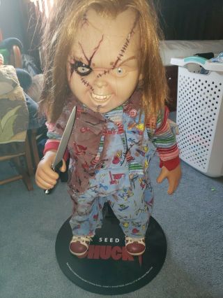 Seed Of Chucky Doll Childs Play Doll Life Size Sideshow 1:1 With Knife And Base